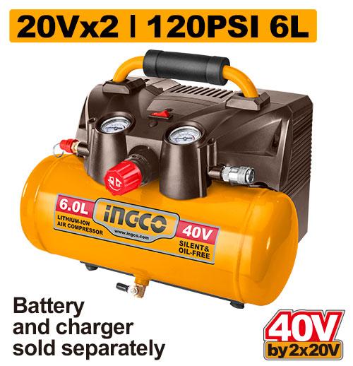 Ingco 40V(20V*2) 120PSI/9BAR Cordless Air Compressor | CACLI2003 Ingco